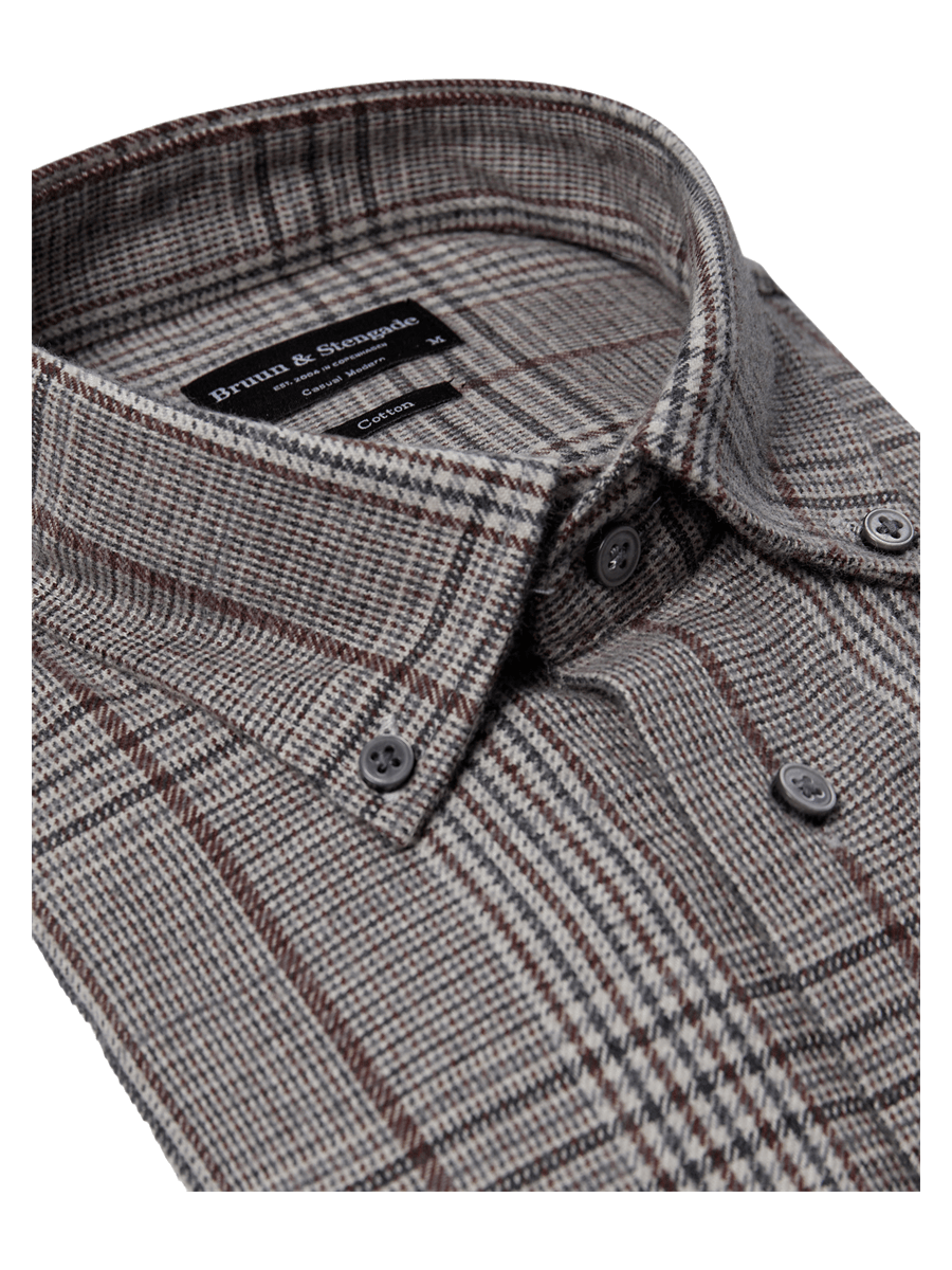 Bruun & Stengade Skjorter 2502-20004-brown_S - Bygholm Menswear
